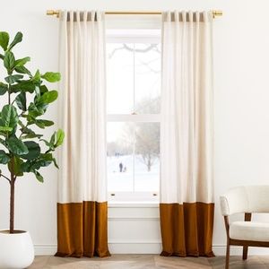 West Elm European Flax Linen & Luster Velvet Curtain (*2 panels*)